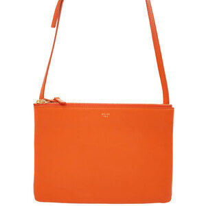Celine Lambskin Trio crossbody bag orange